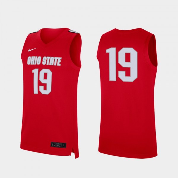 Ohio State Buckeyes #19 Mens Replica College Basketball Jersey - Scarlet